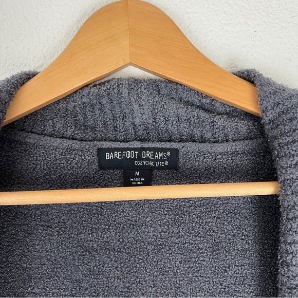 Barefoot Dreams CozyChic Lite Circle Sweater Open Knit Cardigan Medium Carbon - Picture 4 of 10